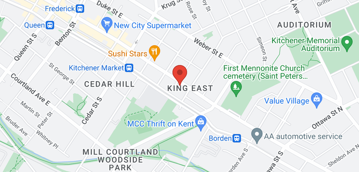 map of 595 KING Street E